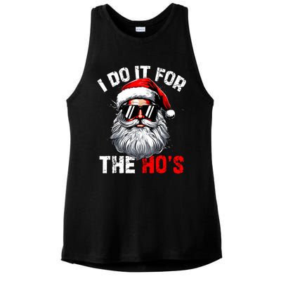 I Do It For The Hos Inappropriate Christmas Funny Santa Face Ladies PosiCharge Tri-Blend Wicking Tank