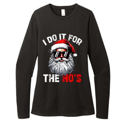 I Do It For The Hos Inappropriate Christmas Funny Santa Face Womens CVC Long Sleeve Shirt