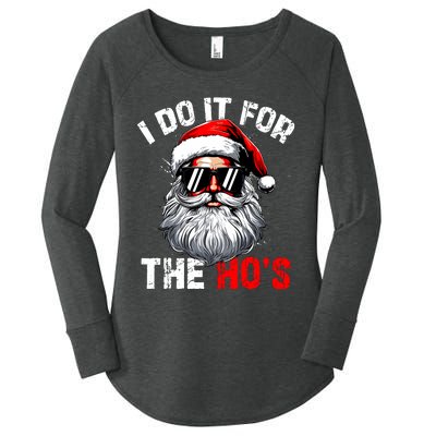 I Do It For The Hos Inappropriate Christmas Funny Santa Face Women's Perfect Tri Tunic Long Sleeve Shirt