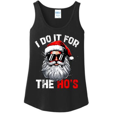 I Do It For The Hos Inappropriate Christmas Funny Santa Face Ladies Essential Tank