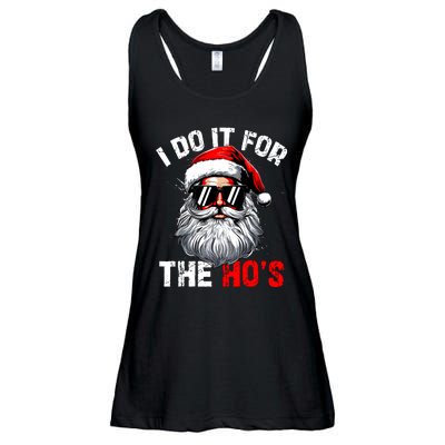 I Do It For The Hos Inappropriate Christmas Funny Santa Face Ladies Essential Flowy Tank