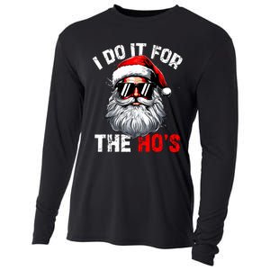 I Do It For The Hos Inappropriate Christmas Funny Santa Face Cooling Performance Long Sleeve Crew