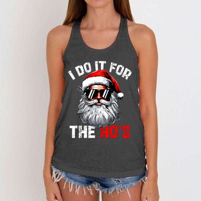 I Do It For The Hos Inappropriate Christmas Funny Santa Face Women's Knotted Racerback Tank