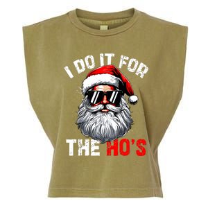 I Do It For The Hos Inappropriate Christmas Funny Santa Face Garment-Dyed Women's Muscle Tee