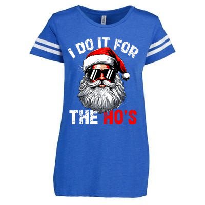 I Do It For The Hos Inappropriate Christmas Funny Santa Face Enza Ladies Jersey Football T-Shirt