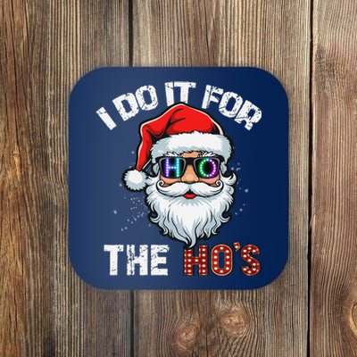 I Do It For The Hos Funny Inappropriate Christmas Santa Led Coaster