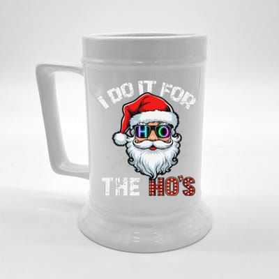 I Do It For The Hos Funny Inappropriate Christmas Santa Led Beer Stein