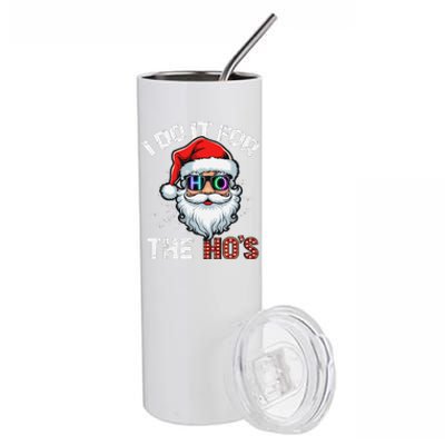 I Do It For The Hos Funny Inappropriate Christmas Santa Led Stainless Steel Tumbler