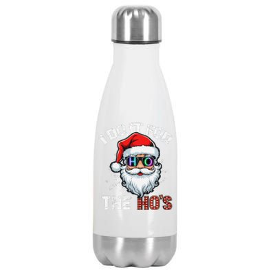 I Do It For The Hos Funny Inappropriate Christmas Santa Led Stainless Steel Insulated Water Bottle