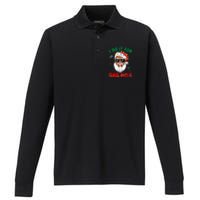 I Do It For The Hos African American Santa Black Xmas Pjs Performance Long Sleeve Polo