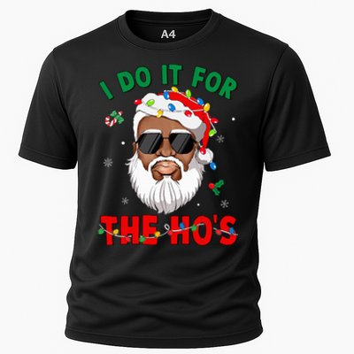 I Do It For The Hos African American Santa Black Xmas Pjs Cooling Performance Crew T-Shirt