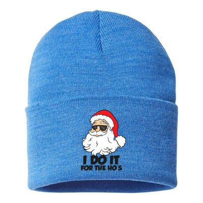 I Do It For The Hos Christmas Santa Meaningful Gift Sustainable Knit Beanie