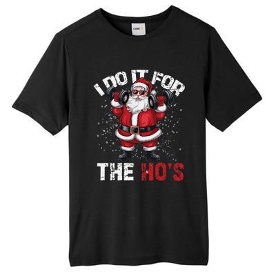 I Do It For The Hos Funny Christmas Santa Lifting Dumbbells Tall Fusion ChromaSoft Performance T-Shirt