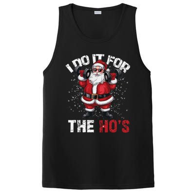 I Do It For The Hos Funny Christmas Santa Lifting Dumbbells PosiCharge Competitor Tank