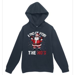 I Do It For The Hos Funny Christmas Santa Lifting Dumbbells Urban Pullover Hoodie