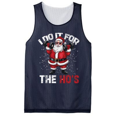 I Do It For The Hos Funny Christmas Santa Lifting Dumbbells Mesh Reversible Basketball Jersey Tank