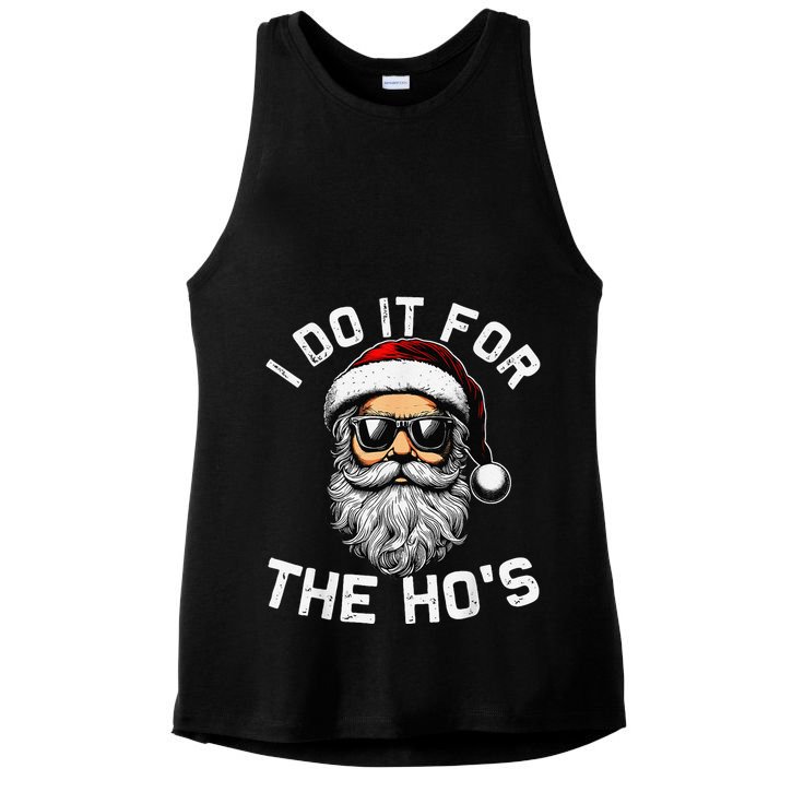 I Do It For The Hos Funny Inappropriate Christmas Santa Face Ladies PosiCharge Tri-Blend Wicking Tank