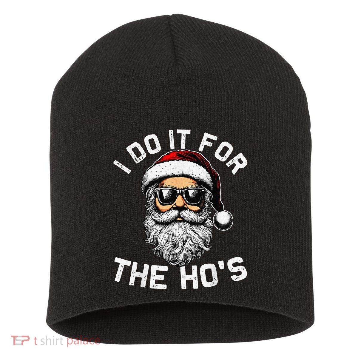 I Do It For The Hos Funny Inappropriate Christmas Santa Face Short Acrylic Beanie