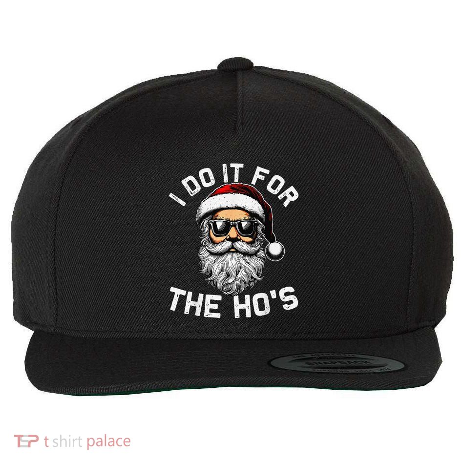 I Do It For The Hos Funny Inappropriate Christmas Santa Face Wool Snapback Cap