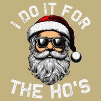 I Do It For The Hos Funny Inappropriate Christmas Santa Face Sustainable Beanie