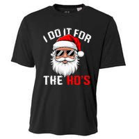 I Do It For The Hos Funny Inappropriate Christmas Santa Face Cooling Performance Crew T-Shirt