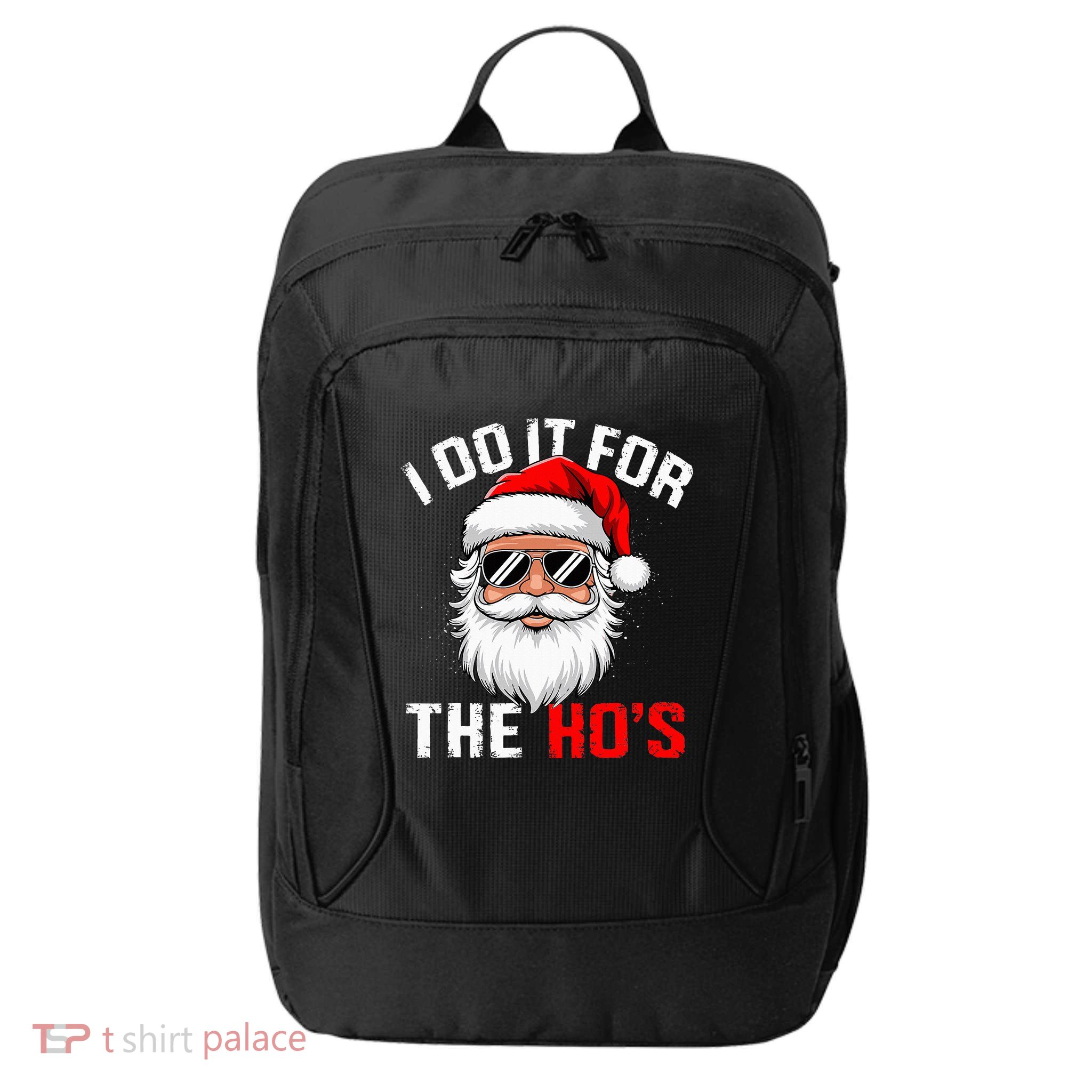 I Do It For The Hos Funny Inappropriate Christmas Santa Face City Backpack