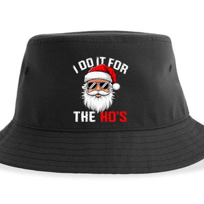I Do It For The Hos Funny Inappropriate Christmas Santa Face Sustainable Bucket Hat
