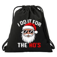 I Do It For The Hos Funny Inappropriate Christmas Santa Face Drawstring Bag