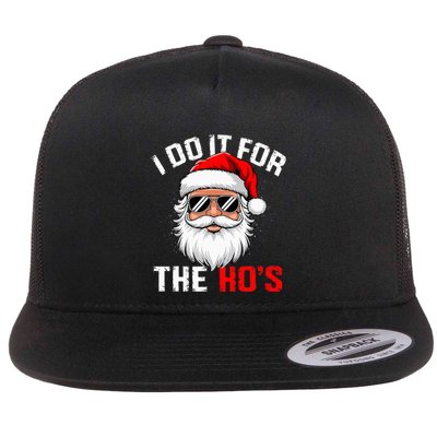 I Do It For The Hos Funny Inappropriate Christmas Santa Face Flatbill Hat