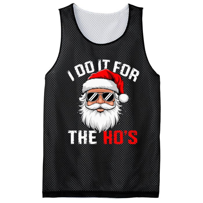 I Do It For The Hos Funny Inappropriate Christmas Santa Face Mesh Reversible Basketball Jersey Tank