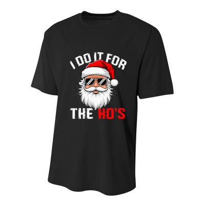 I Do It For The Hos Funny Inappropriate Christmas Santa Face Youth Performance Sprint T-Shirt