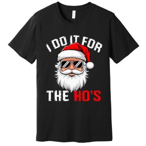 I Do It For The Hos Funny Inappropriate Christmas Santa Face Premium T-Shirt