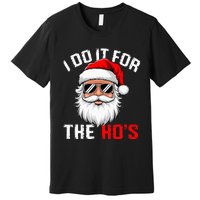 I Do It For The Hos Funny Inappropriate Christmas Santa Face Premium T-Shirt