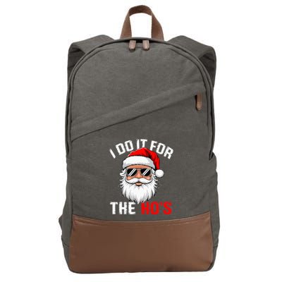 I Do It For The Hos Funny Inappropriate Christmas Santa Face Cotton Canvas Backpack