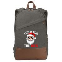 I Do It For The Hos Funny Inappropriate Christmas Santa Face Cotton Canvas Backpack