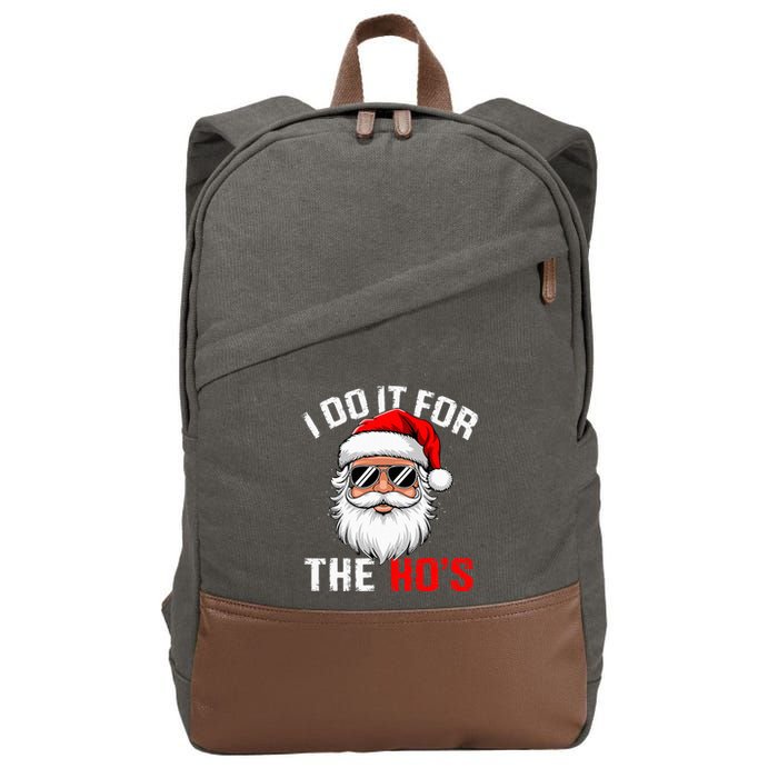 I Do It For The Hos Funny Inappropriate Christmas Santa Face Cotton Canvas Backpack