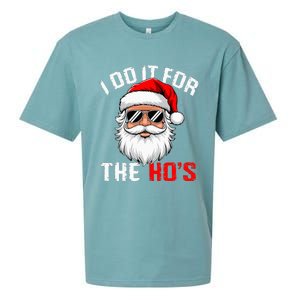 I Do It For The Hos Funny Inappropriate Christmas Santa Face Sueded Cloud Jersey T-Shirt