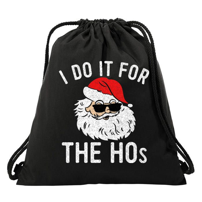 I Do It For The Hos Christmas In July Santa Claus Drawstring Bag