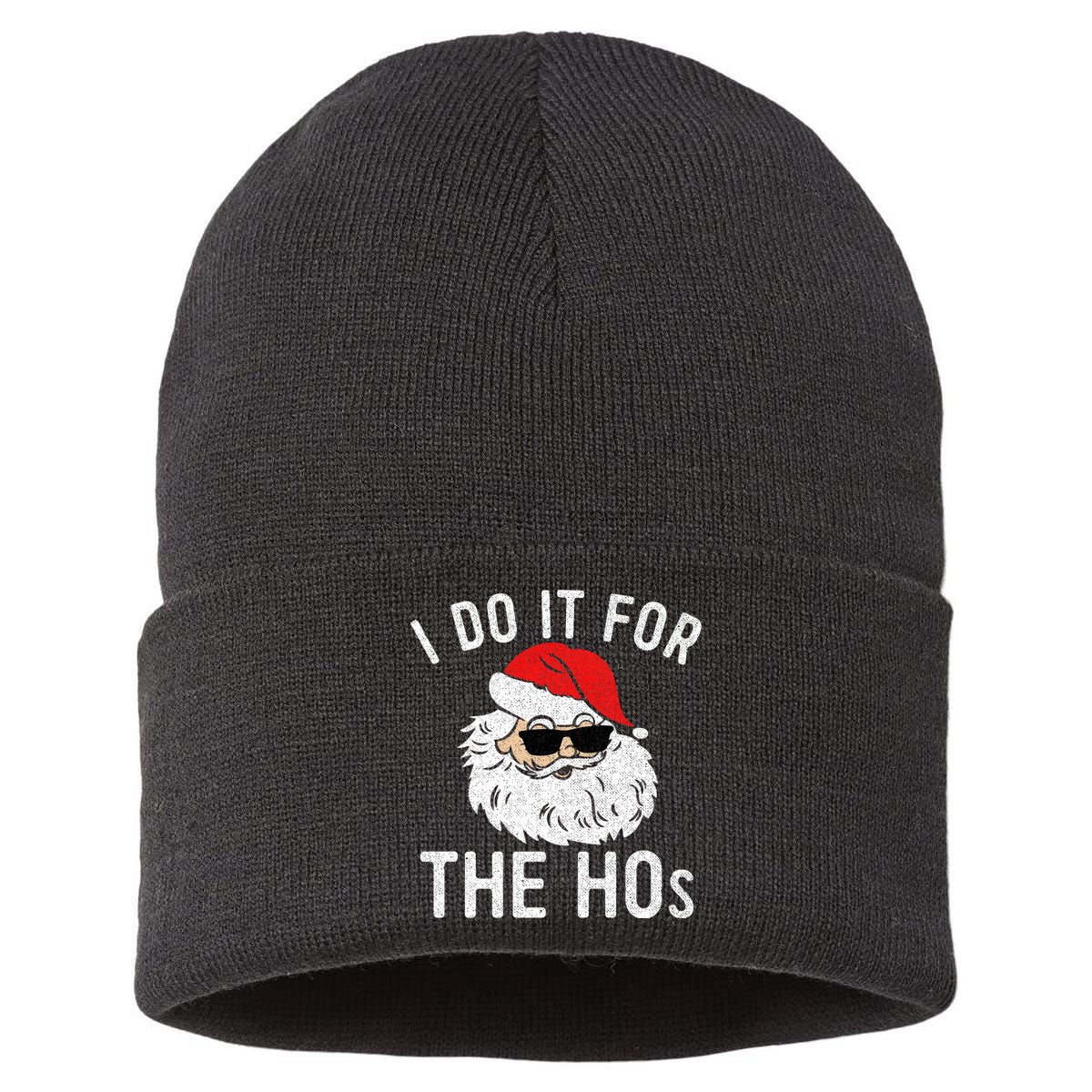 I Do It For The Hos Christmas In July Santa Claus Sustainable Knit Beanie