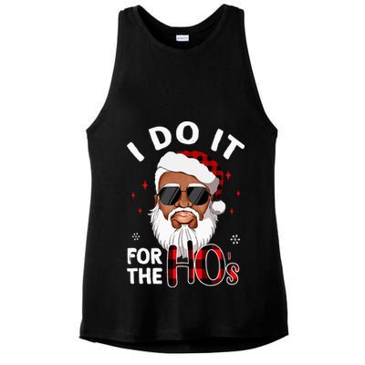 I Do It For The Hos Christmas African American Santa Black Ladies PosiCharge Tri-Blend Wicking Tank