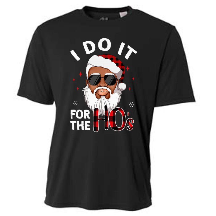 I Do It For The Hos Christmas African American Santa Black Cooling Performance Crew T-Shirt