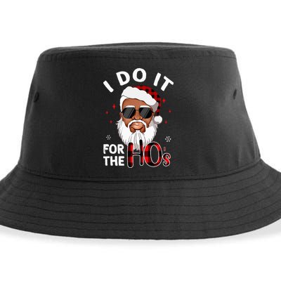 I Do It For The Hos Christmas African American Santa Black Sustainable Bucket Hat