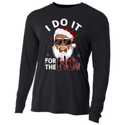 I Do It For The Hos Christmas African American Santa Black Cooling Performance Long Sleeve Crew