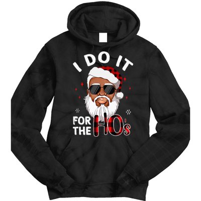 I Do It For The Hos Christmas African American Santa Black Tie Dye Hoodie