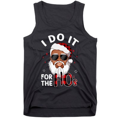 I Do It For The Hos Christmas African American Santa Black Tank Top