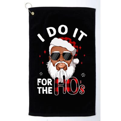 I Do It For The Hos Christmas African American Santa Black Golf Towel