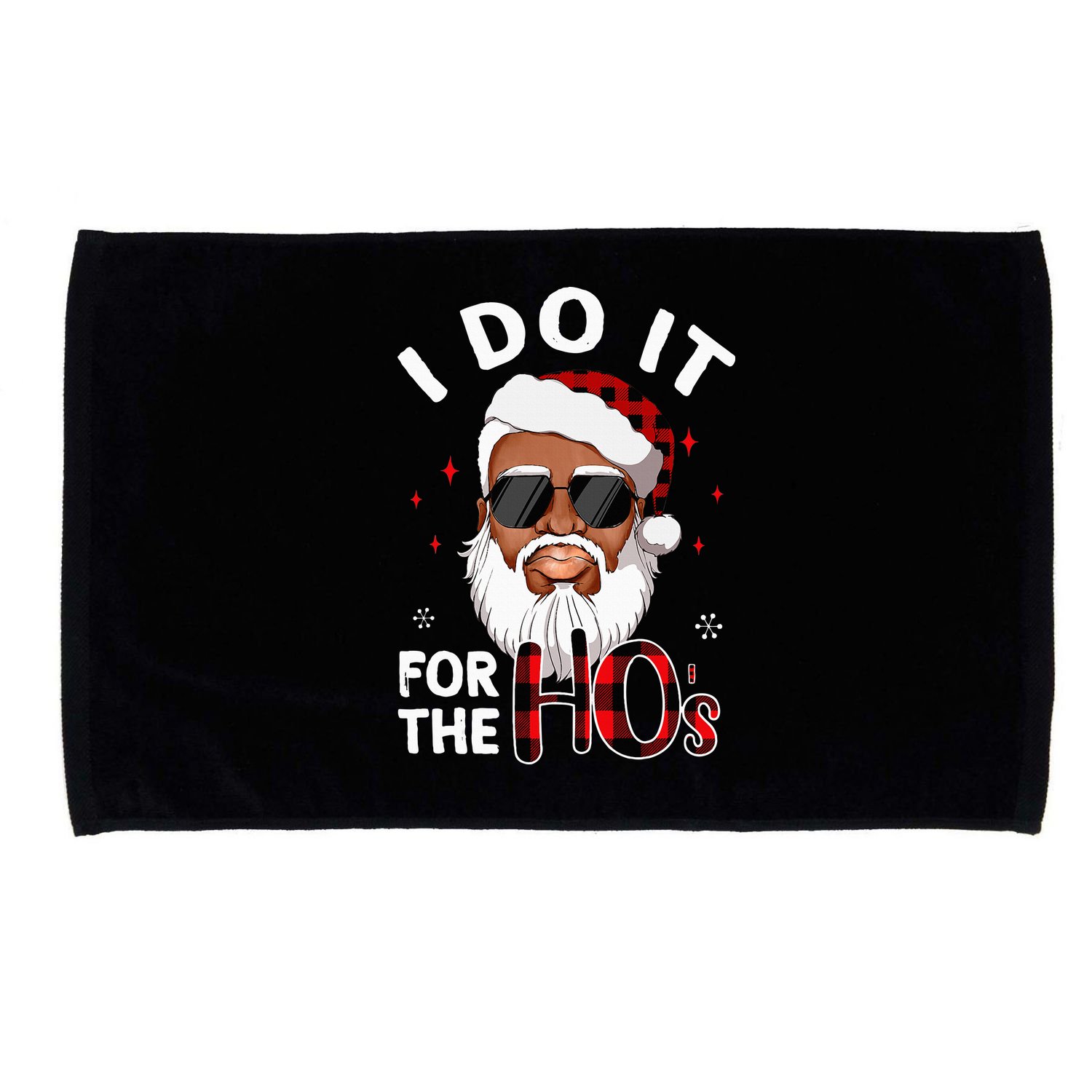 I Do It For The Hos Christmas African American Santa Black Microfiber Hand Towel