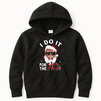 I Do It For The Hos Christmas African American Santa Black Kids Hoodie