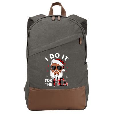 I Do It For The Hos Christmas African American Santa Black Cotton Canvas Backpack