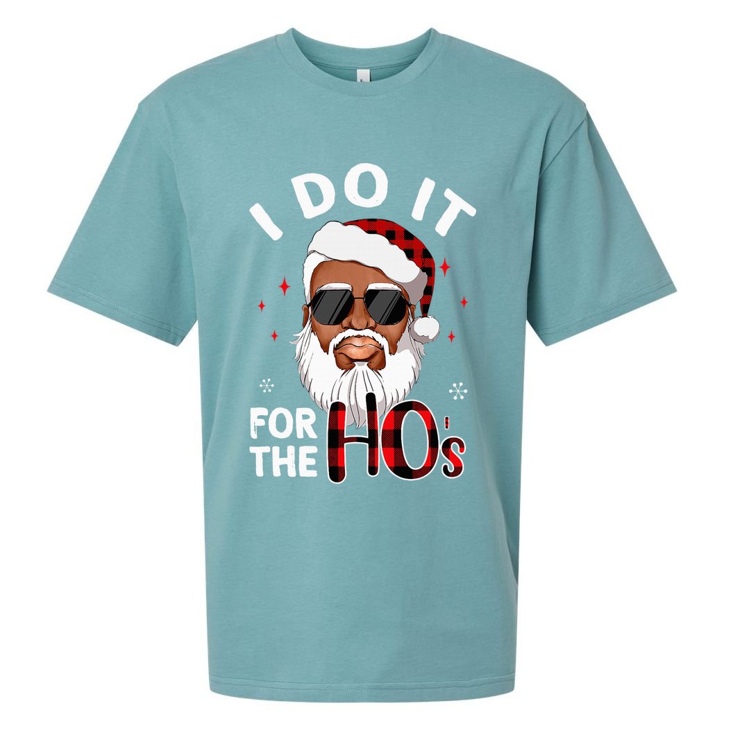 I Do It For The Hos Christmas African American Santa Black Sueded Cloud Jersey T-Shirt